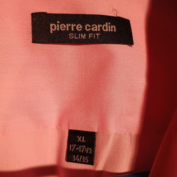Pierre Cardin Men’s Dress Shirt Pink Long Sleeve Classic Button-Front Collared - Picture 2 of 4